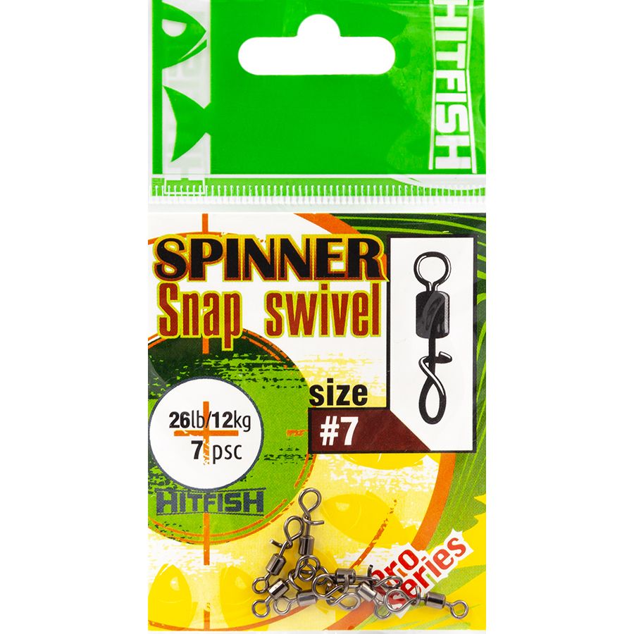 Вертлюг с быстросъёмной застёжкой HitFish SPINNER SNAP SWIVEL # 07, 12 кг (7 шт) SSS-7