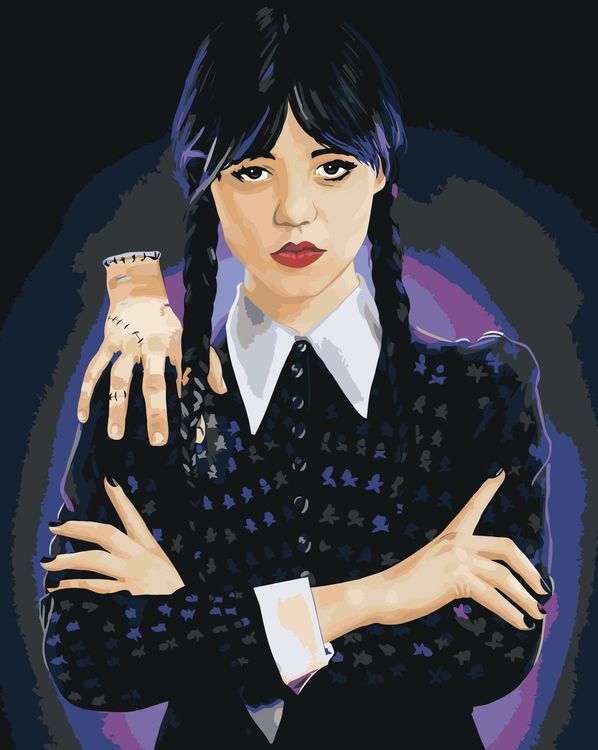 

Картина по номерам Цветное Wednesday Уэнсдей Аддамс Арт с рукой 2