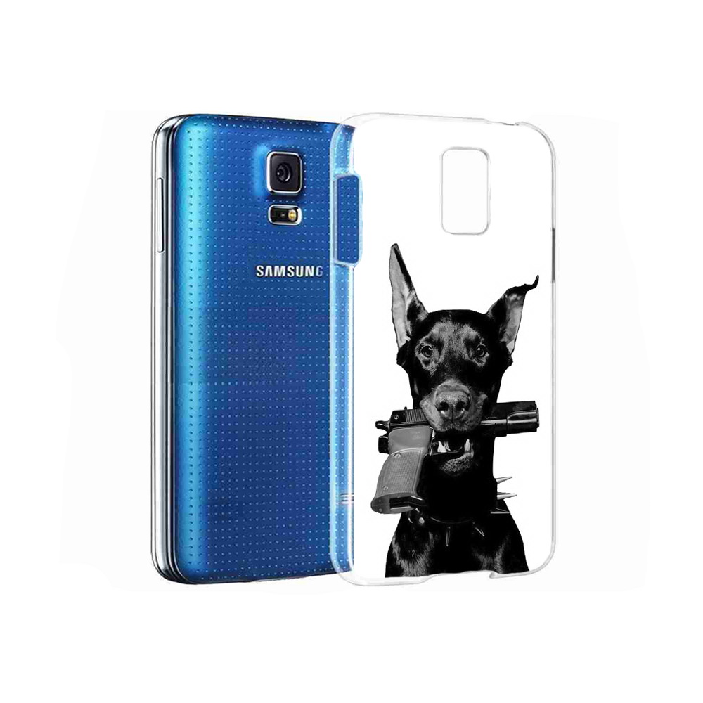 

Чехол MyPads Tocco для Samsung Galaxy S5 доберман с пистолетом (PT12196.512.331), Прозрачный, Tocco