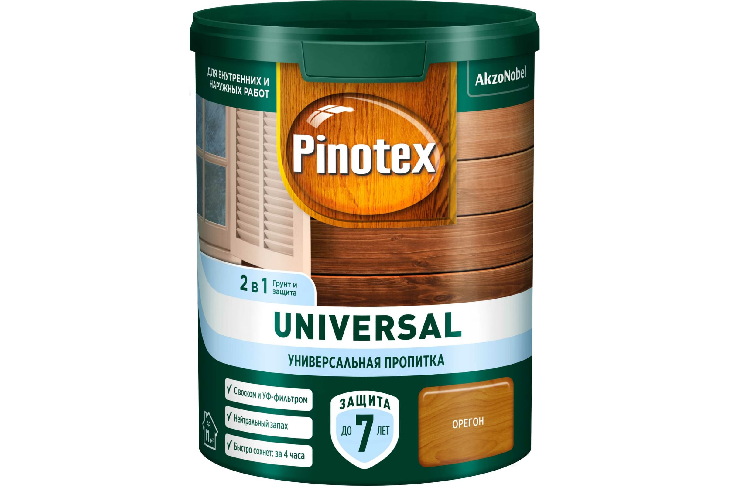 фото Пропитка pinotex universal 2 в 1, орегон, 900 мл