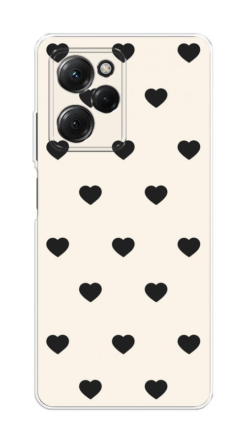 

Чехол Homey на Poco X5 Pro 5G "Черные сердечки на белом", 318050-1