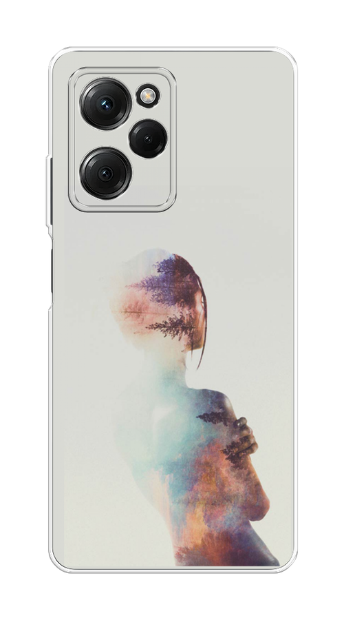 

Чехол Homey на Poco X5 Pro 5G "Девушка-лес", Розовый;голубой;серый, 318050-1