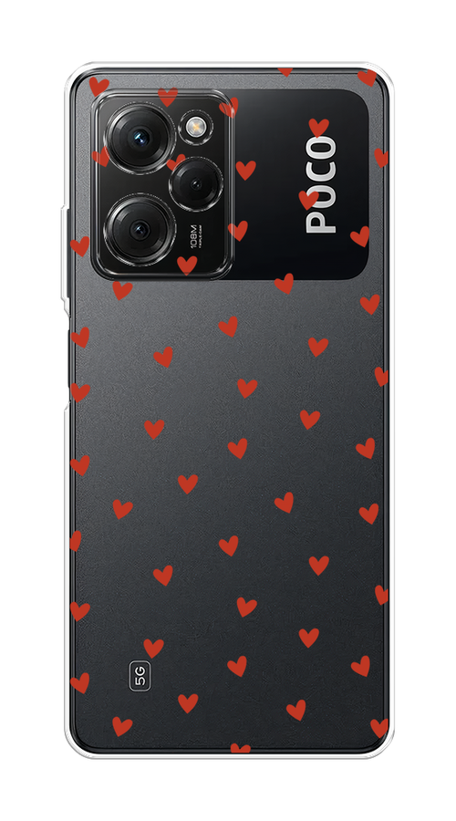 

Чехол Homey на Poco X5 Pro 5G "Red hearts", Красный;прозрачный, 318050-1
