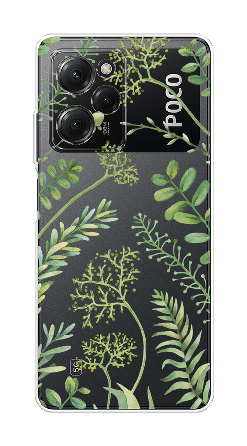 

Чехол Homey на Poco X5 Pro 5G "Green Leaves", Зеленый;прозрачный, 318050-1