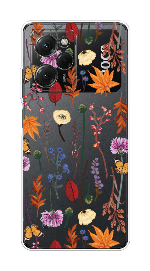 

Чехол Homey на Poco X5 Pro 5G "Orange Purple flowers", 318050-1