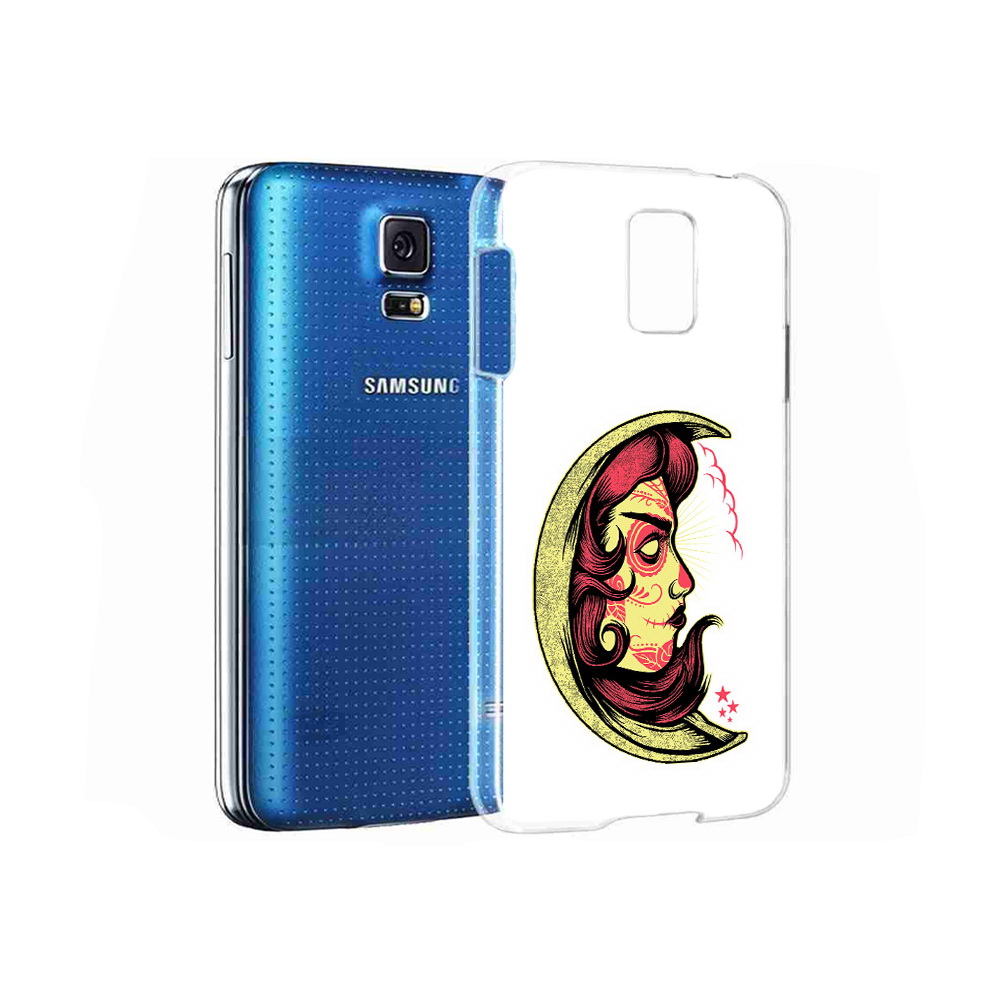 

Чехол MyPads Tocco для Samsung Galaxy S5 желтый полумесяц с лицом девушки, Прозрачный, Tocco