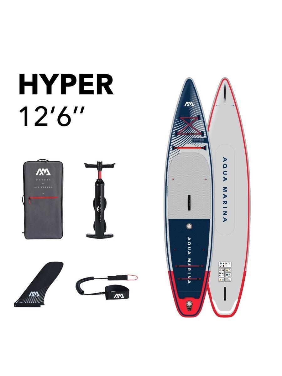 SUP-борд Aqua Marina Hyper 12'6 или 381 с двойной камерой Без весла