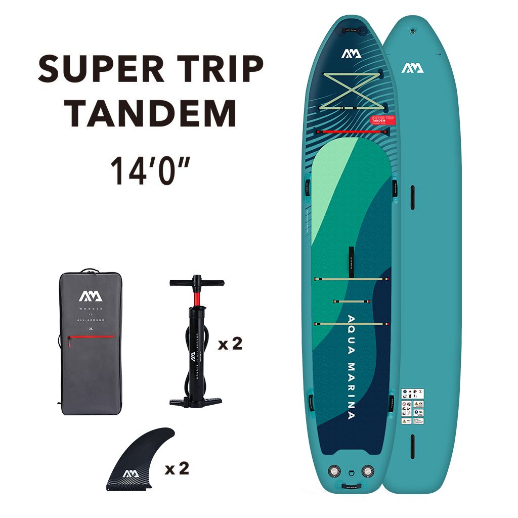 

SUP-борд Aqua Marina Super Trip Tandem 14'0/ 427х86х15см до 230 кг (Без весла), Голубой;зеленый;синий, Super Trip Tandem 14'0