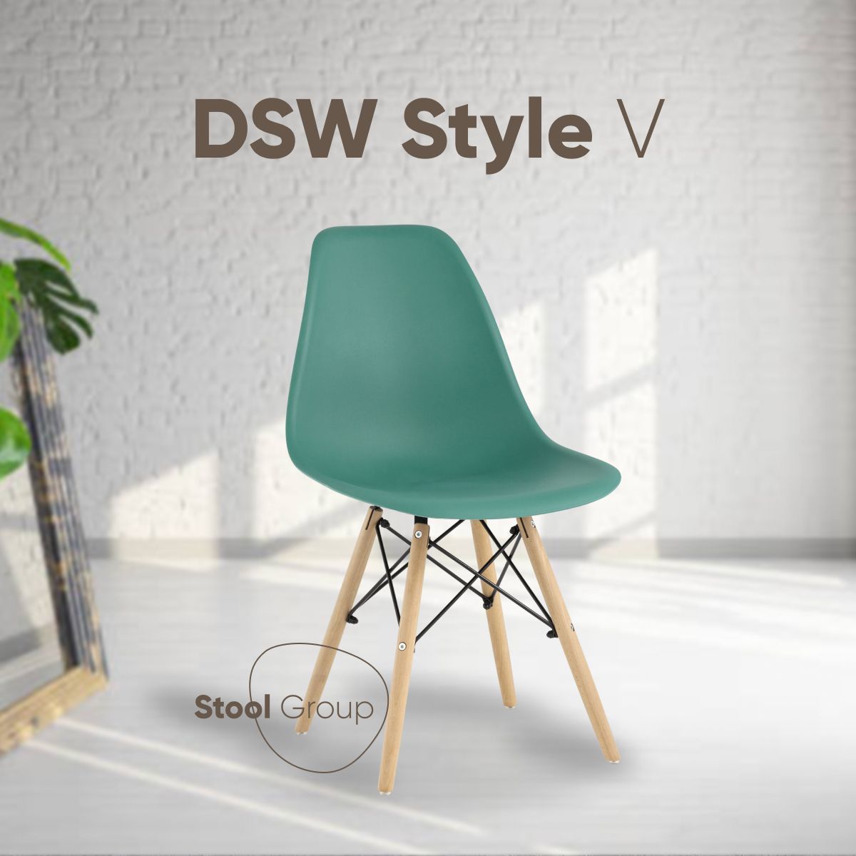 

Стул для кухни DSW Style V серо-зеленый, разборный фрейм, EAMES DSW Style V