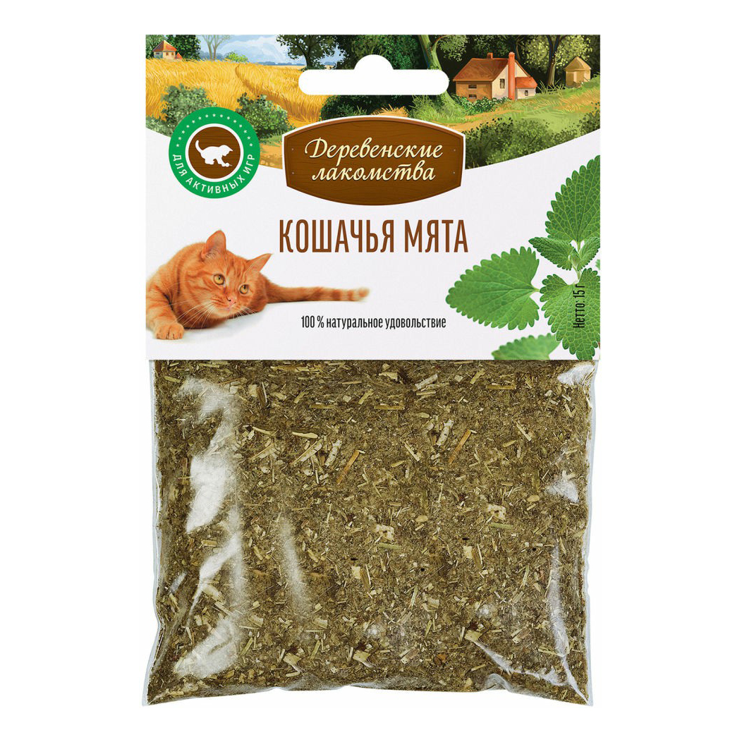 

Лакомство для кошек Деревенские лакомства кошачья мята, 15г