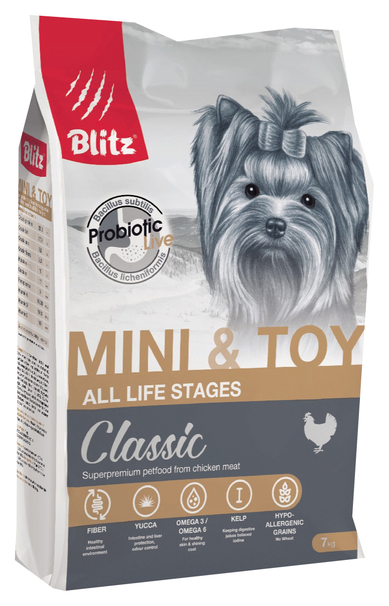 фото Сухой корм для собак blitz classic adult mini & toy breeds курица, 2шт по 7кг