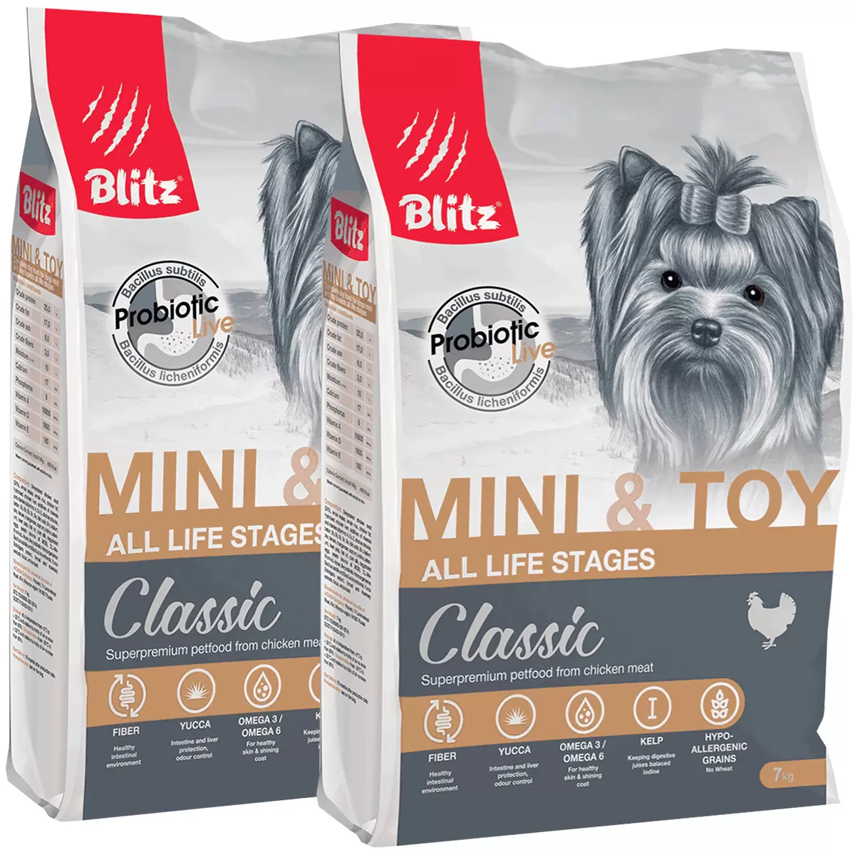 фото Сухой корм для собак blitz classic adult mini & toy breeds курица, 2шт по 7кг
