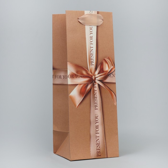 

Пакет под бутылку Present for you, 9 х 25 х 8.9 см, Золотистый