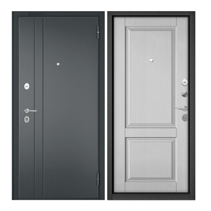 

Дверь входная для квартиры Torex Family Optima 860х2050, правый, черный/белый, Торэкс Family Optima Черный муар металлик_RL-2/Дуб белый скандинавский_ED-1