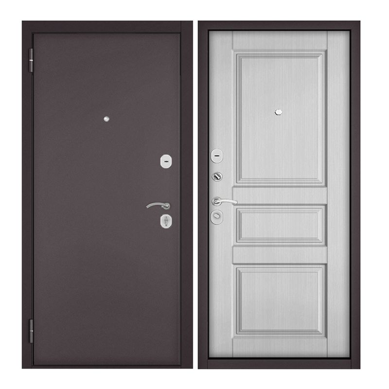 

Дверь входная для квартиры Torex Home Optima 960х2050, левый, коричневый/серый, Торэкс Home Optima Букле шоколад/Белый ларче_6ED-2