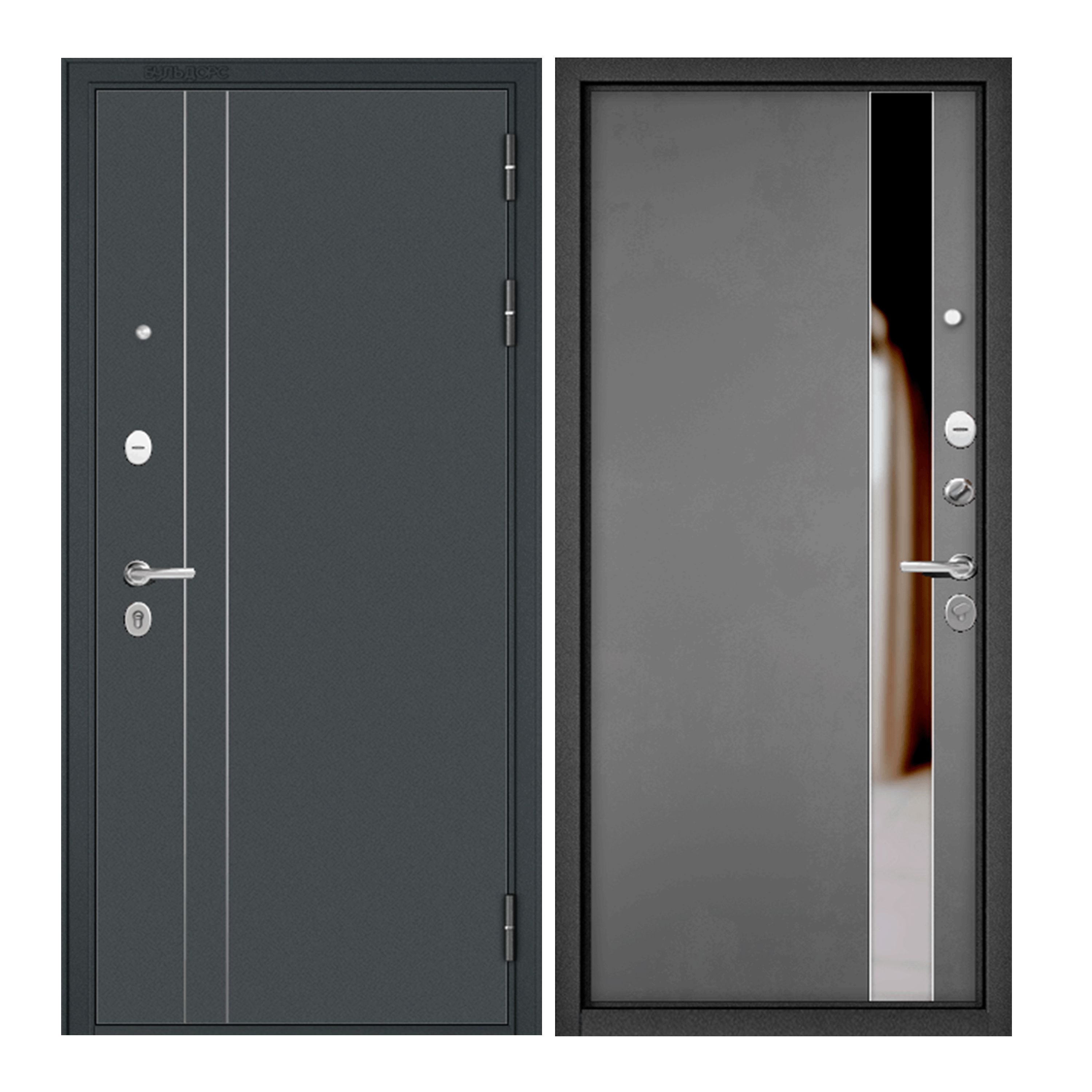 Дверь входная для квартиры Torex TRUST Optima 860х2050, правый, черный/серый
