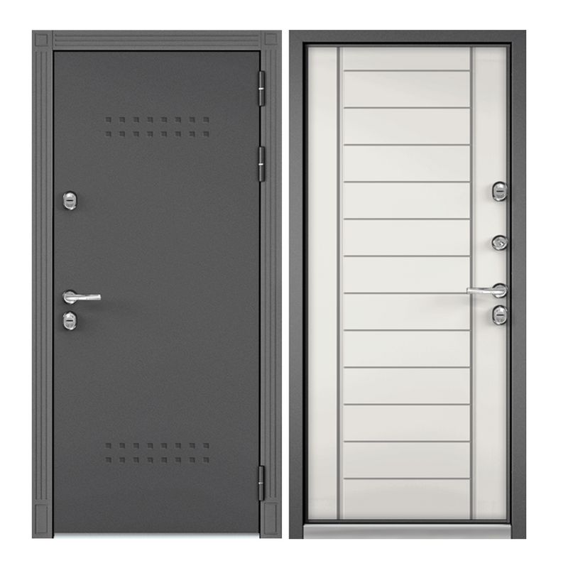 

Дверь входная для загородного дома Torex Snegir Termo 950х2050, правый, черный/белый, Торэкс Snegir Termo Графит букле_R-4/Белый софт_10TD-137