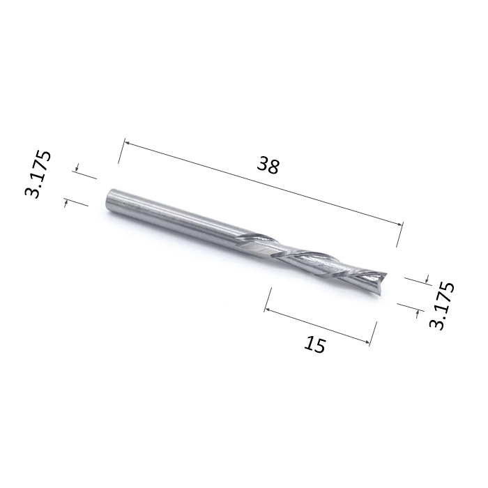 Фреза спиральная двухзаходная стружка вниз DJTOL A2LXD3.15 для станка ЧПУ нож цельнометаллический рифей текстолит 100х13м