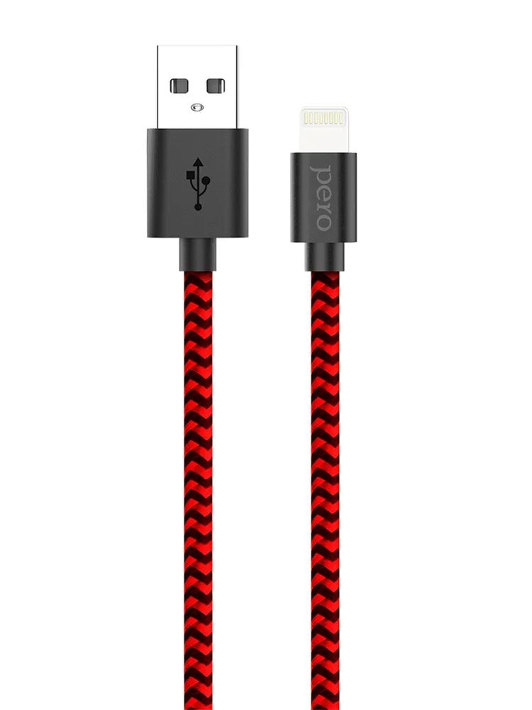 Кабель Pero DC-04 USB - Lightning, 2 А, 2 м, черный/красный