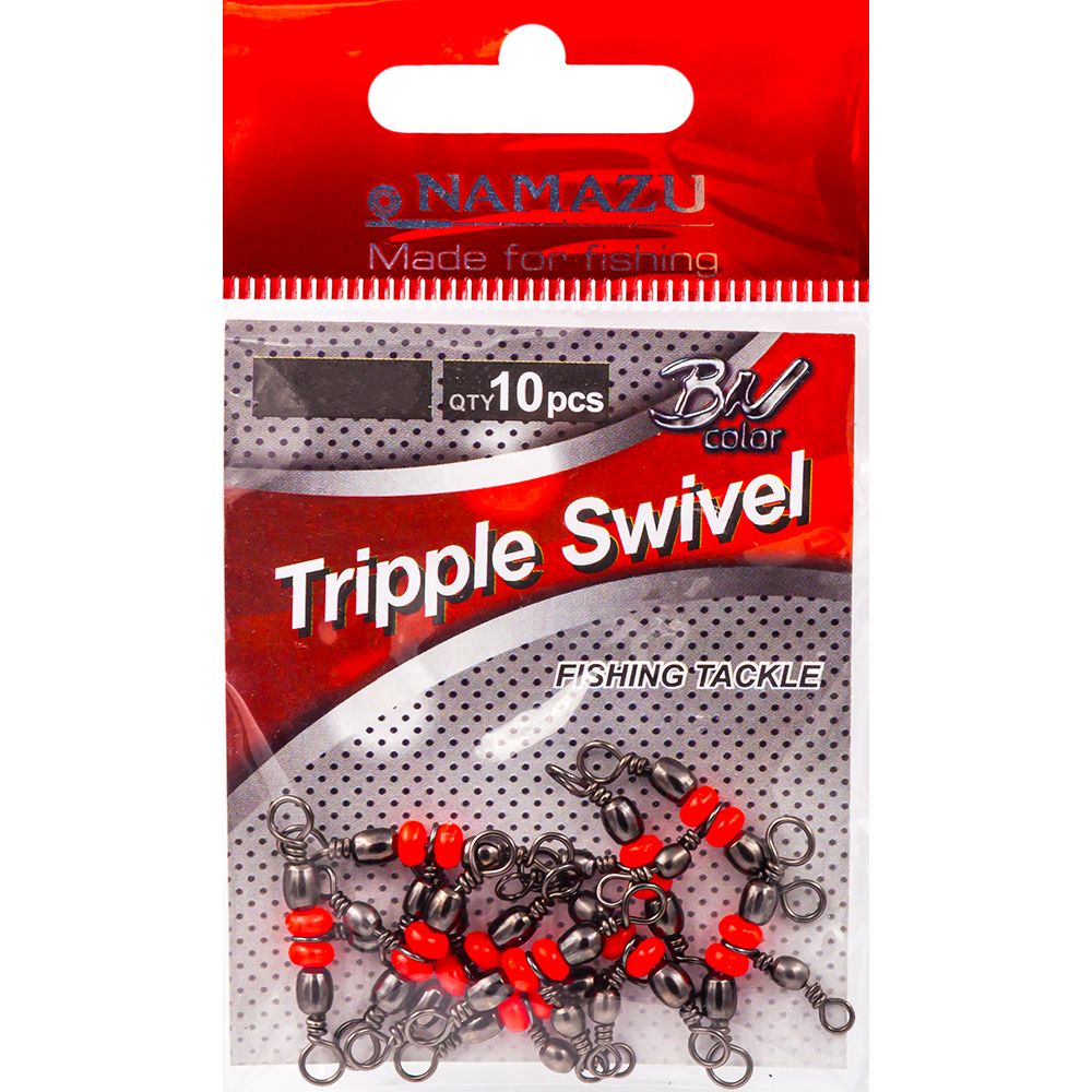 

Вертлюг тройной Namazu TRIPPLE SWIVEL 6х8 #BN 23 кг (10 шт), Черный;красный, аксессуары new stl