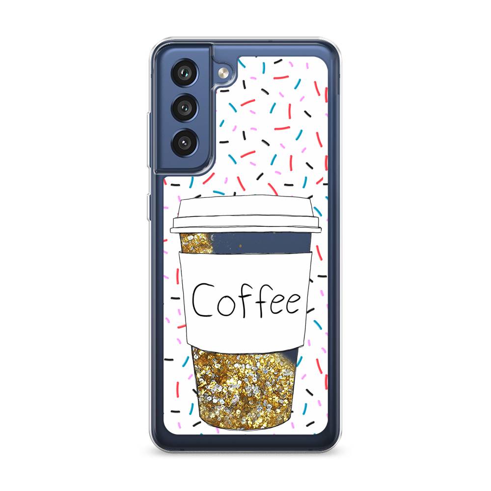 фото Чехол awog "coffee прозрачный стакан" для samsung galaxy s21 fe 5g