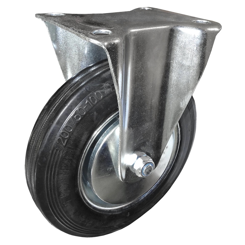 Колесо промышленное неповоротное d200 мм на площадке резиновое промышленное литое неповоротное колесо mfk torg