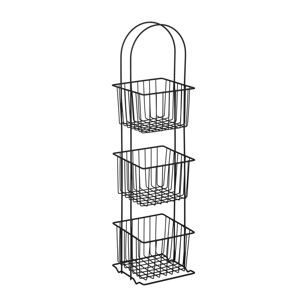 Стеллаж для ванной ЧМЗ 501-009-03 прямой трехъярусный 22x88x22 см цвет черный