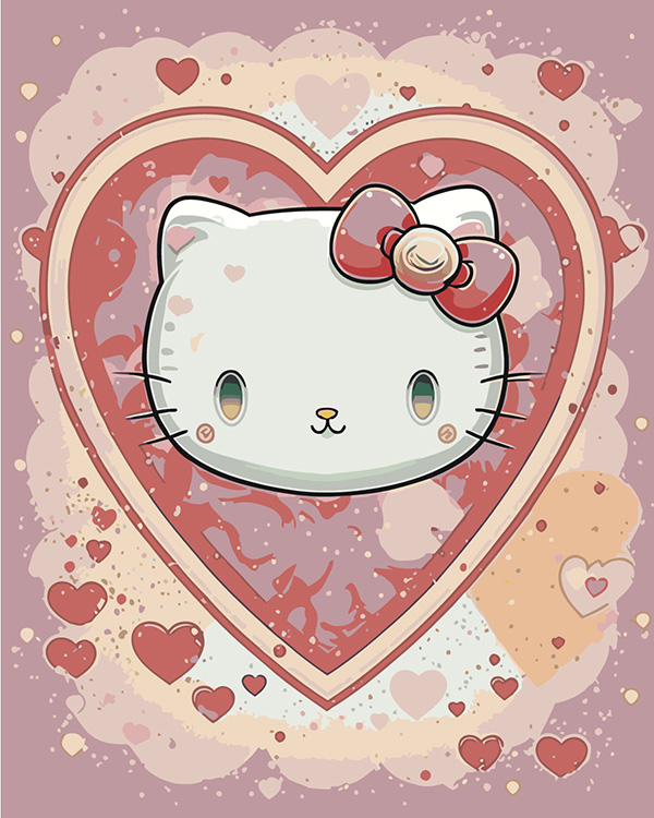 

Картина по номерам Цветное Аниме Hello Kitty Хеллоу Китти Сердечки