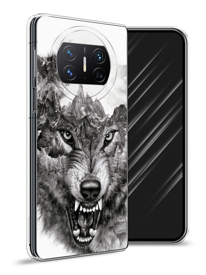 

Чехол Awog на Huawei Mate X3 "Волк в горах", Серый;белый;бежевый, 6122450-1
