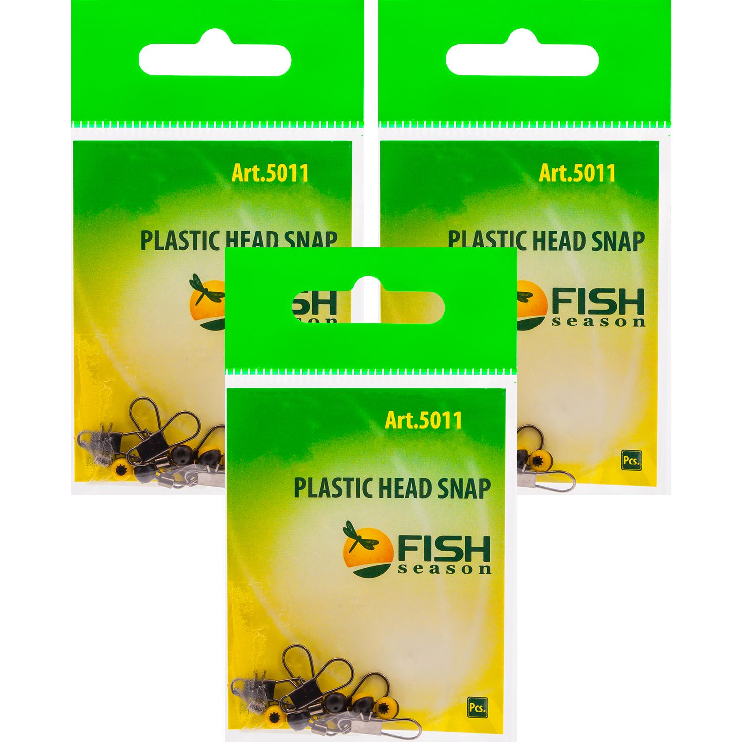 Вертлюжки с застёжкой Fish Season PLASTIC HEAD Snap 5011 #L, 18 кг (15 шт/3уп)