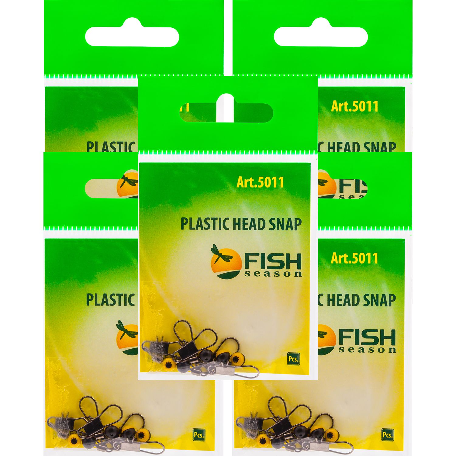 Вертлюжки с застёжкой Fish Season PLASTIC HEAD Snap 5011 #M, 14 кг (25 шт/5уп)