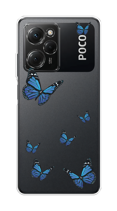 

Чехол Homey на Poco X5 Pro 5G "Blue butterflies", Синий;черный, 318050-1
