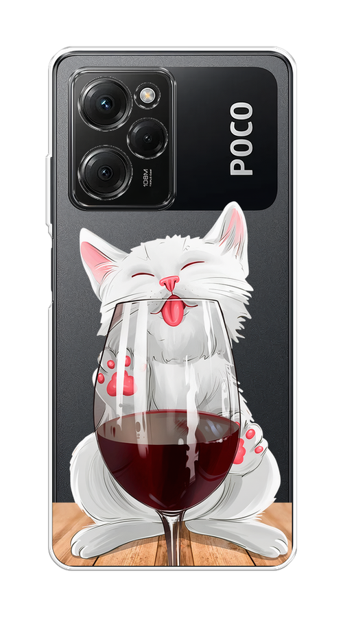 

Чехол Homey на Poco X5 Pro 5G "Кот с бокалом", Прозрачный;белый;красный, 318050-1