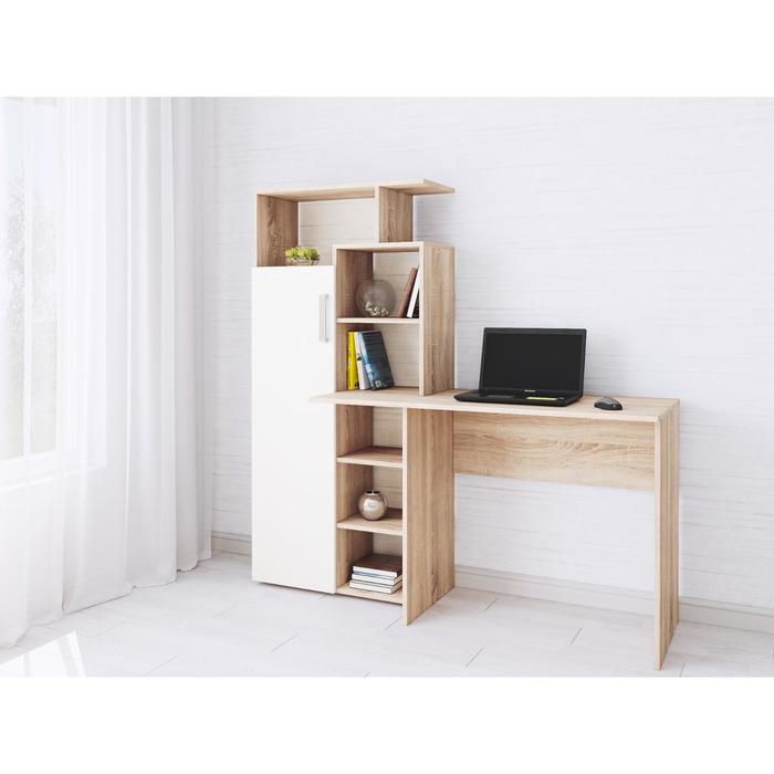 

Стол компьютерный Квартет-7 1508х500х1500 дуб сонома/белый, Квартет-7