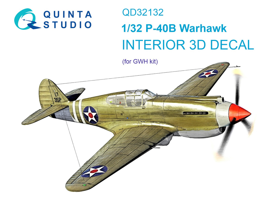 

QD32132 3D Декаль интерьера кабины P-40B GWH, Цветной