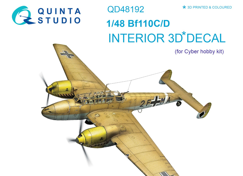 

QD48192 3D Декаль интерьера кабины Bf 110C/D для модели Cyber-hobby, Цветной