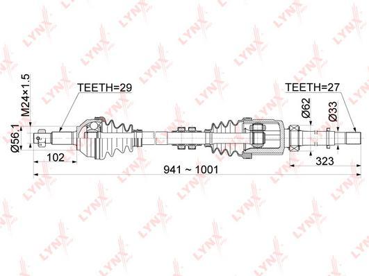 

LYNXAUTO CD-1103 Привод в сборе прав.NISSAN X-Trail(T31) 2.0 2WD 07 1шт