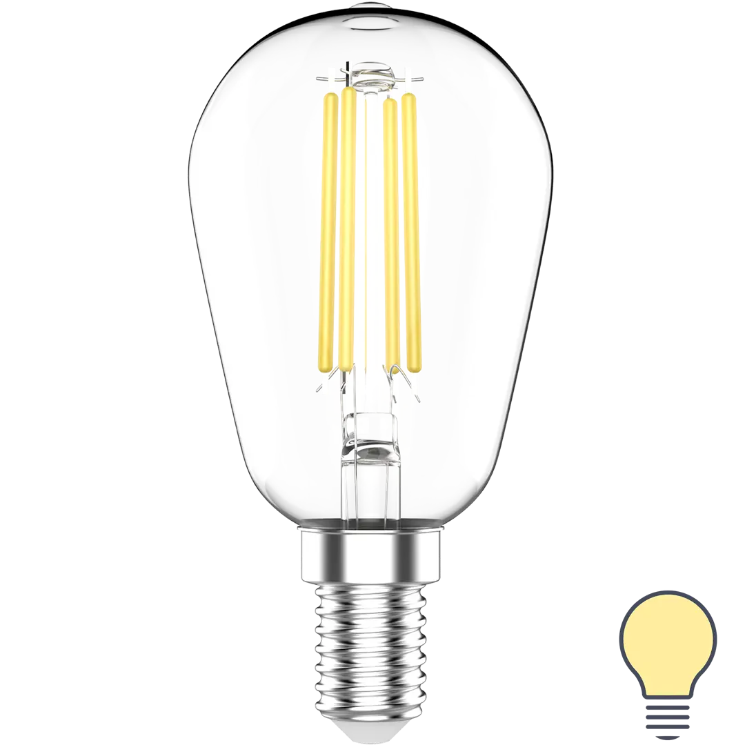 

Лампа светодиодная Gauss Basic Filament E14 220 В 4.5 Вт шар декоративный прозрачный 470