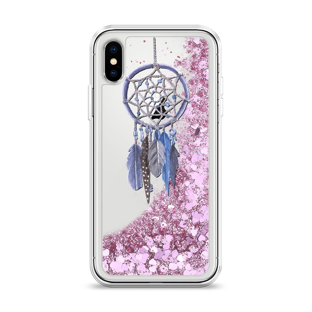 

Жидкий чехол с блестками "Синий ловец снов акварель" на Apple iPhone XS (10S), 11894-1