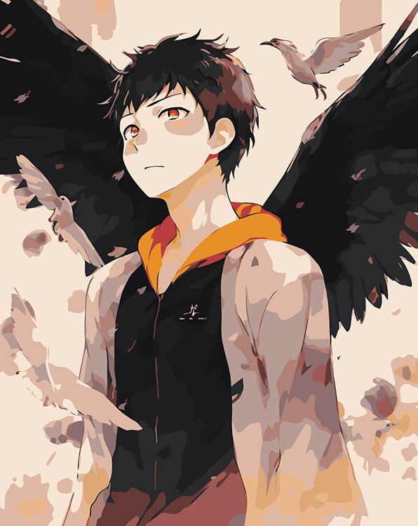 

Картина по номерам Цветное Аниме Волейбол Haikyu Юу Нишиноя с крыльями