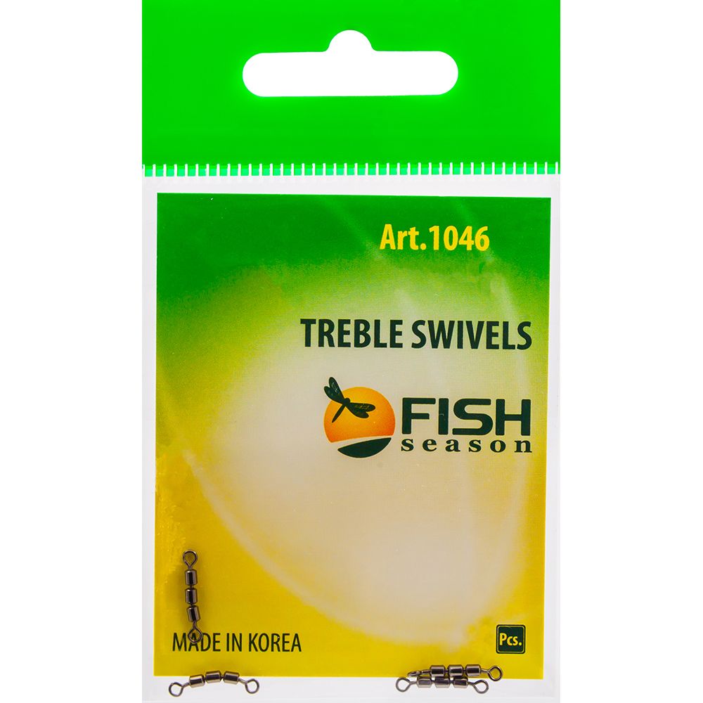 Вертлюжки тройные Fish Season TREBLE SWIVELS 1046 # 8, 19 кг (4 шт/уп)