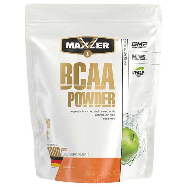 фото Аминокислоты бцаа maxler bcaa powder sugar free 1000 гр (яблоко)