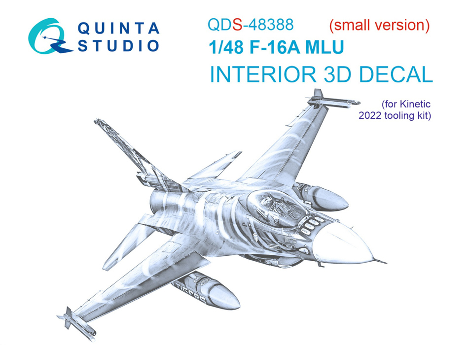 

QDS-48388 3D Декаль интерьера кабины F-16A MLU Kinetic Малая версия, Цветной