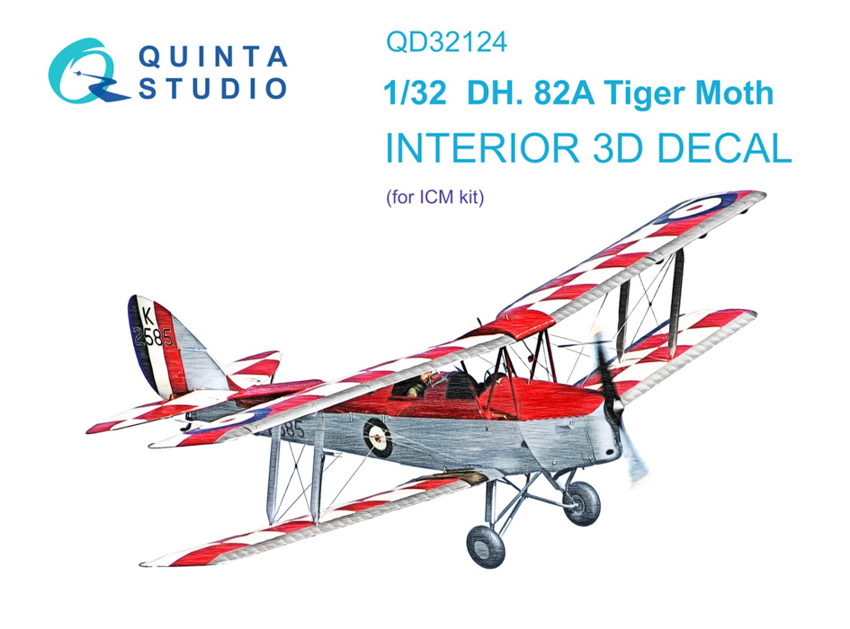 

QD32124 3D Декаль интерьера кабины DH 82A Tiger Moth ICM, Цветной