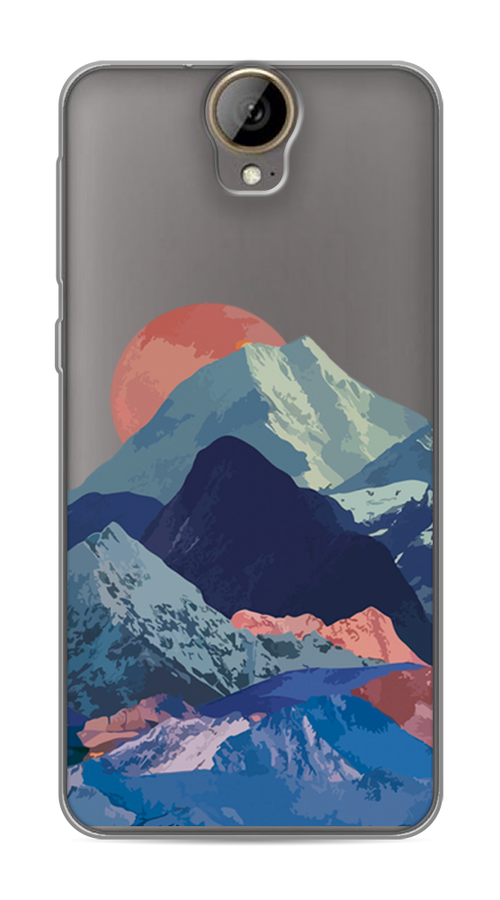 

Чехол на HTC One E9 Plus "Закат в снежных горах", Красный;серый;голубой, 102250-2