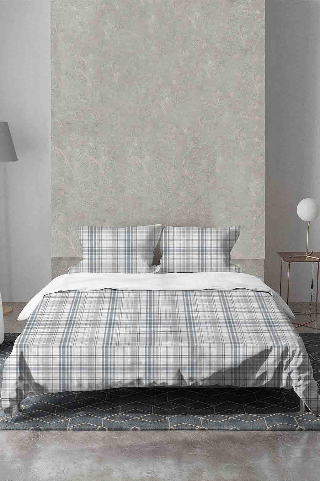 

Наволочка из фланели Flannel Light Grey Checks, 21maison xлопок 50x70, Белый;серый