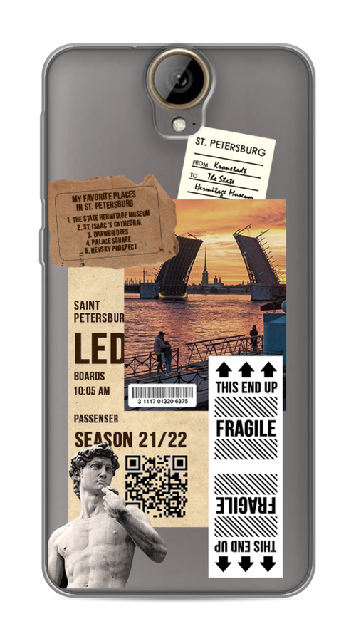 

Чехол на HTC One E9 Plus "Санкт-Петербург коллаж", Коричневый;бежевый;белый, 102250-6