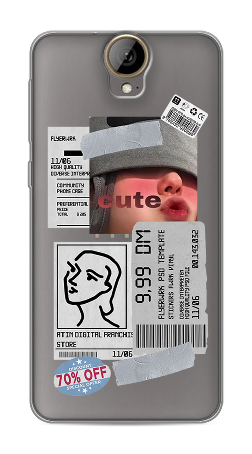 

Чехол на HTC One E9 Plus "Cute girl collage", Розовый;серый;голубой, 102250-6