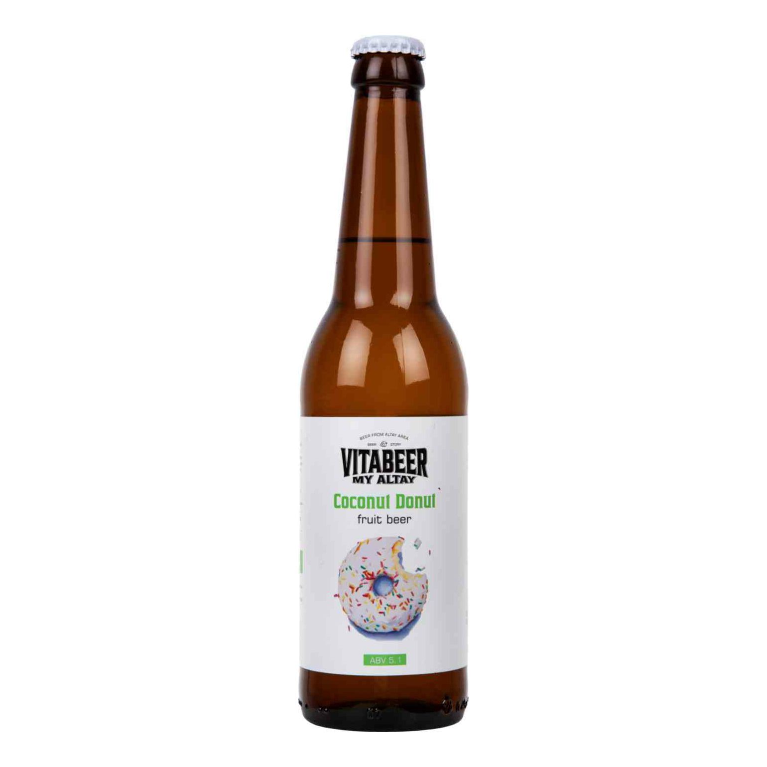 

Пивной напиток VitaBeer Coconut Donut светлый фильтрованный 450 мл, Светлое