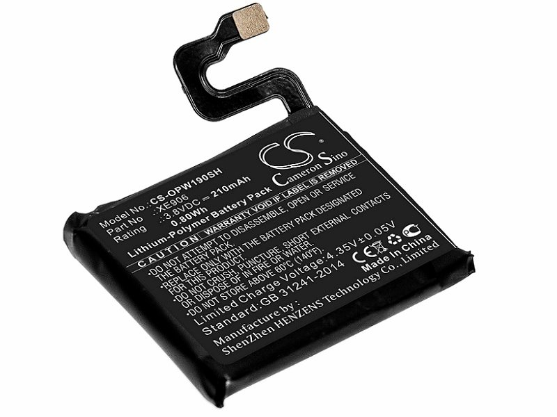 Аккумуляторная батарея CameronSino CS-OPW190SH для часов OPPO Watch 41 mm (XE906) 210mAh